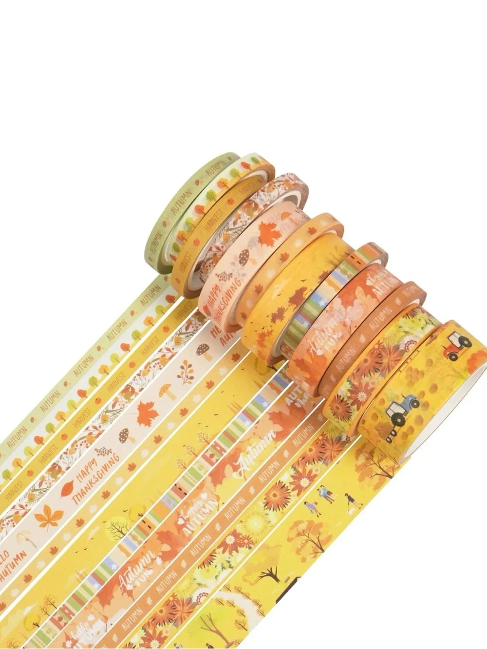 Autumn Harvest Decorative Washi Tape Set - Fall Pattern Craft Rolls